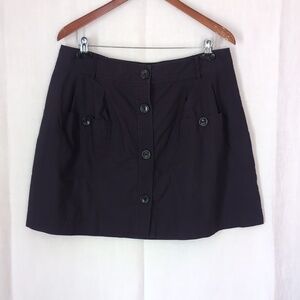 Land's End Canvas Navy Blue Utility Button Front Skirt Size 14